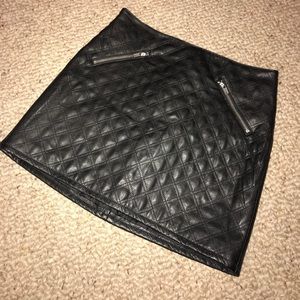 Quilted Leather Mini Skirt w/ Zip Pockets